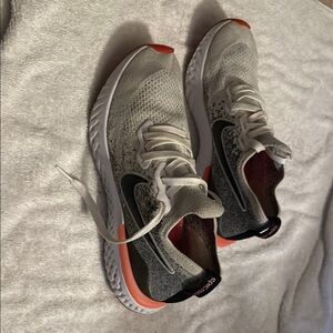 Nike White and Gray Sneakers with Orange Accents